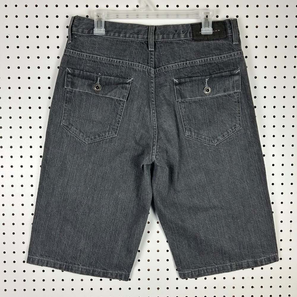 Sean John Black 90s Baggy Jean Shorts 32 Flap Pocket Hip Hop Skater Punk‎ Jorts